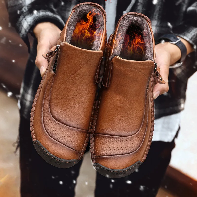 Tanie Merkmak 2019 nowe buty męskie zimowe moda ciepłe botki na co dzień wygodne Zip buty męskie duże rozmiary 39 48 mężczyzn buty