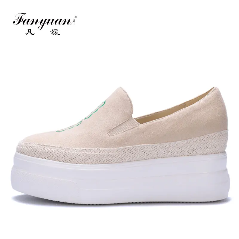 

Fanyuan 2018 Brand Female Footwear Shoes Elegant Embroider Casual Ladies Fishermen Flat Shoes Fashion Women Flat Platform Shoes