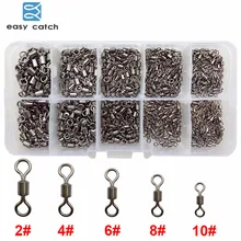 Легко поймать 500 шт./компл. прокатки рыболовный вертлюг с твердых серебряное кольцо рыболовный крючок линия соединитель комплект ювелирных изделий с коробкой