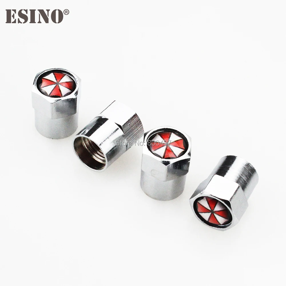 

4 x Car Styling Stainless Zinc Alloy Resident Evil Umbrella Car Tire Valve Caps Wheel Tires Tyre Stem Air Cap Airtight Covers