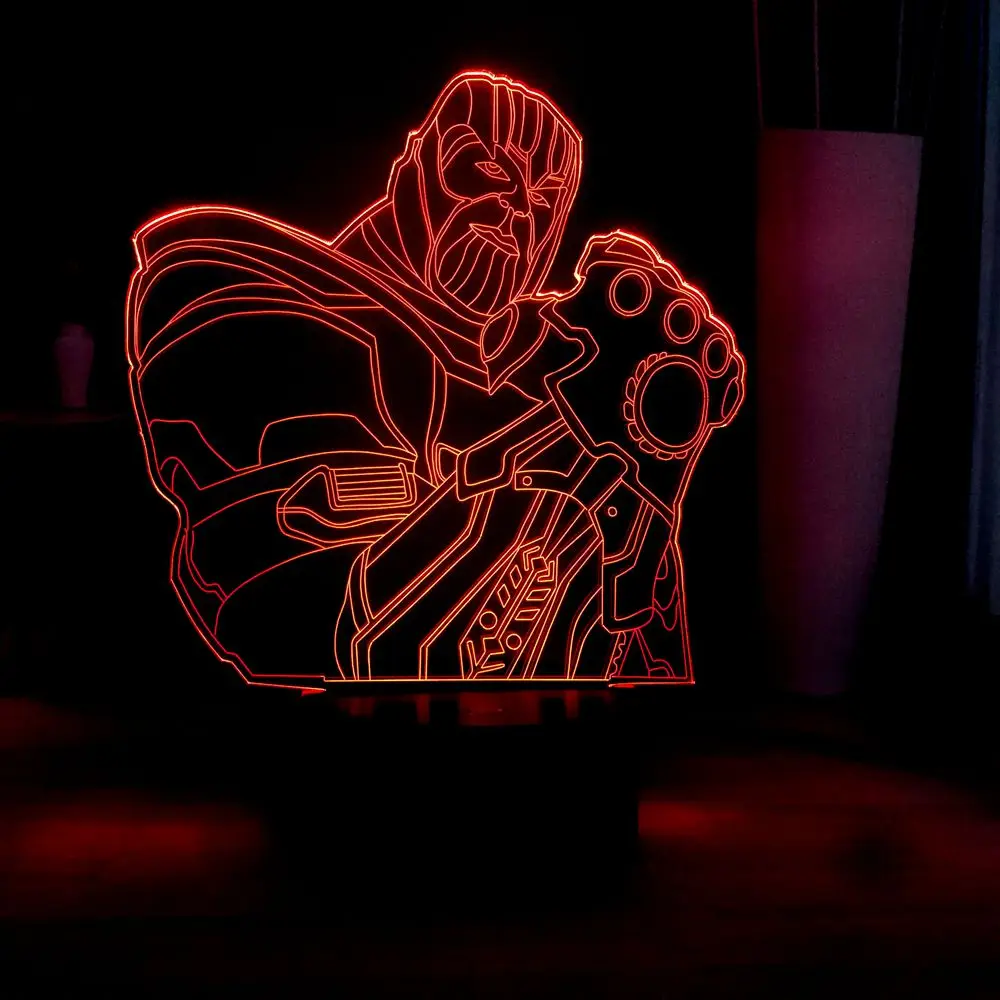 Новинка светодиодный ночник Marvel фигурка злодея Thanos USB сенсорная настольная лампа