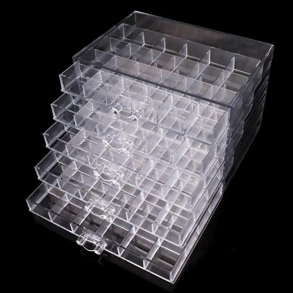 5 Tier Nail Accessories Organizer Storage Box 240 Grids Jewelry Rhinestone Case