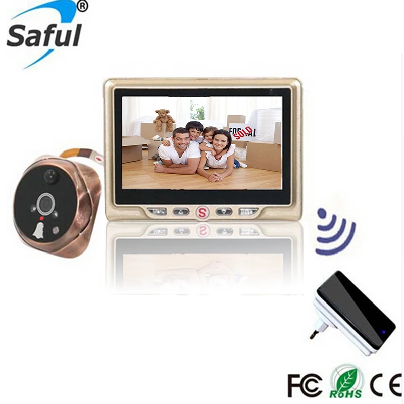 

Saful 4.3" Digital Door Peephole Viewer Digital Viewfinder Video Call peeps View of the door Intercom Doorbel with Camera