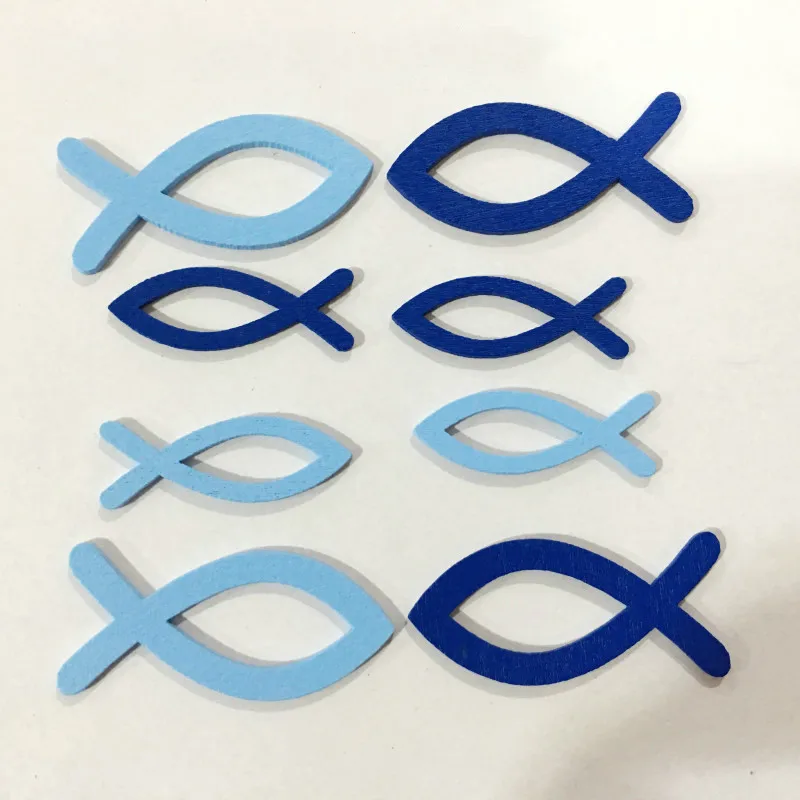 

Blue Hollow Fish Wooden Buttons 36pcs NO Hole Fish Pattern For Handmade Scrapbooking Craft Clothing Fabric Art Decor Accessories