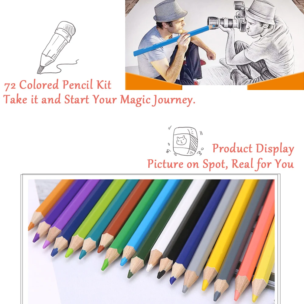 

72 Colors Colored Pencil Set Art Supplies Professional in 3-Layer Zippered Carrying Slot Canvas Case for Drawing Shading