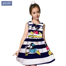 Chaude Rayé fille robe de bande dessinée mickey Minnie filles robes 2017 d’été enfants Occasionnels filles vêtements + ceinture robes enfants vêtements