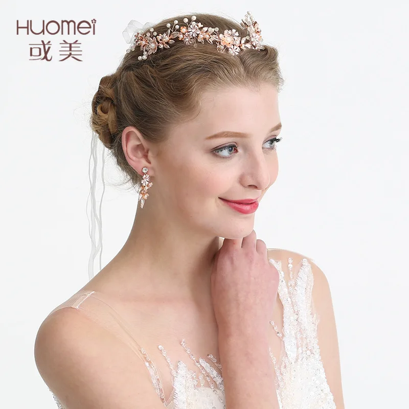 

NPASON 2019 Rose Gold Flower Wedding Tiara Headband Leaf Headpiece For Women Party Prom Bridal Hair Crown Accessories D2224