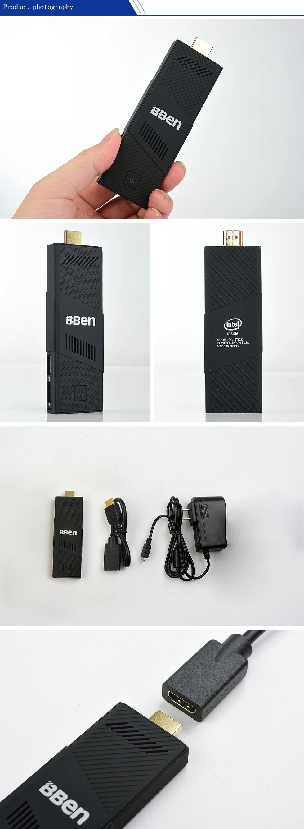 Bben мини-pc Компьютер палка встроенный вентилятор с cherry trail z8350 cpu 4 ГБ/64 ГБ, 2 ГБ/32 Гб Поддержка двухдиапазонный wifi bluetooth