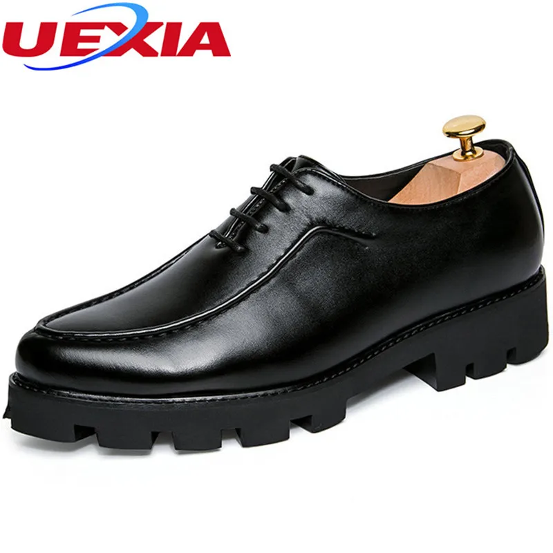 

Fashion Black Leather Dress Shoes For Men Luxury Business Casual Men's Shoes Wedding Gentleman Oxford Thick bottom Increased 5cm
