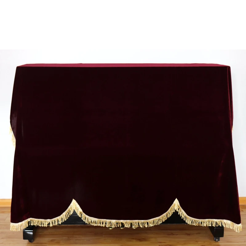 1pcs Upright Piano Dust Cover Thicken Pleuche Tassel Dust Proof Home Texile Gold Velvet Cloth Cover Piano Accessories Full Cover (2)
