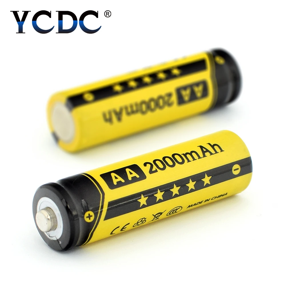 

YCDC 4-20Pcs/Box NI-MH AA Rechargeable Batteries 1.2V 2000mAh Power Bank NIMH Battery With Charger Flashlight Battery Case