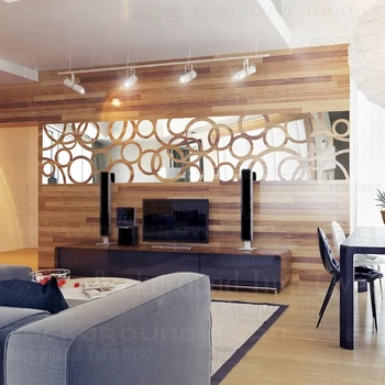 

DIY fashion creative circle ring TV background 3d mirror decorative wall sticker bedroom decoration hair salon decor poster R128