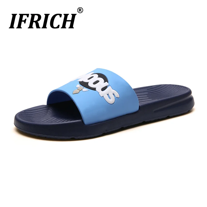 

Summer Beach Slippers Man Sky Blue Light Gray Men Water Slippers Anti-Slip Flat Indoor Home Slippers Mens Slides Shower Shoes