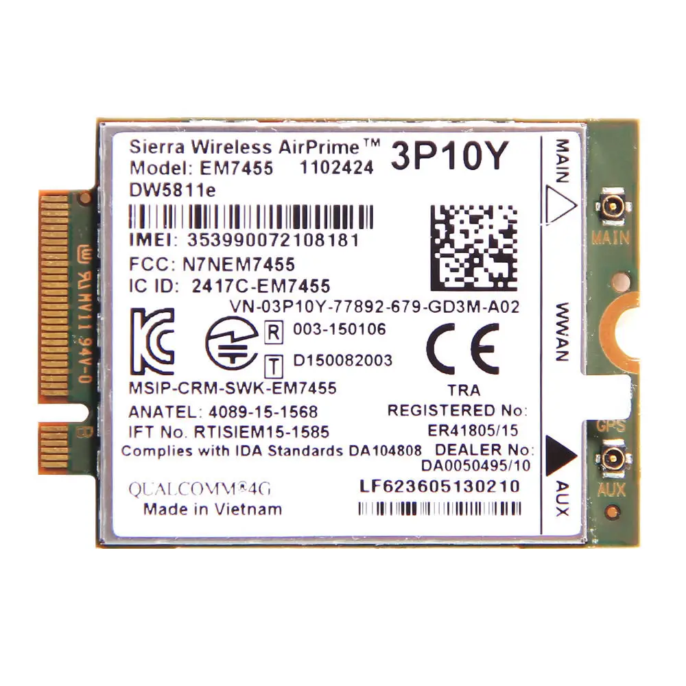 Qualcomm 4G LTE модуль WWAN карта Gobi6000 для Sierra беспроводной EM7455 DW5811e 3P10Y NGFF HSDPA/UMTS/HSPA + GPRS/EDGE