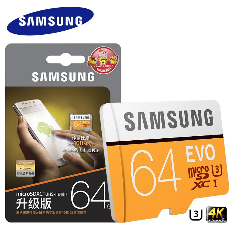 Карта памяти SAMSUNG EVO 64 Гб 128 ГБ U3 micro sd 32 Гб U1 класс 10 UHS-I Microsd Flash tf карта для телефона microSDHC/SDXC Full HD