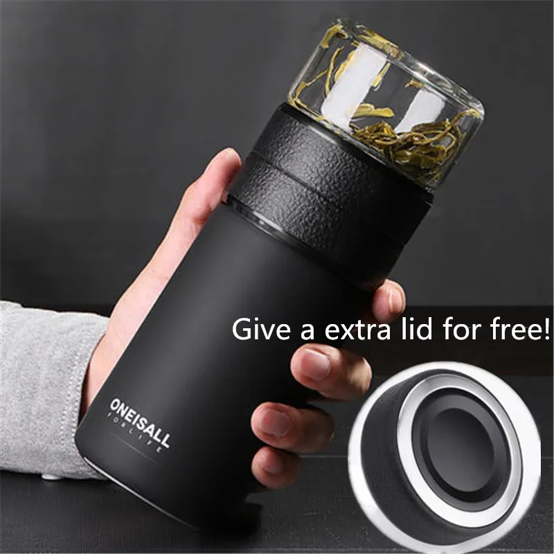 Comprar 400MLThermos botella taza de té con infusor tazas de vidrio para té aislado taza de viaje de café con infusor termal de acero inoxidable