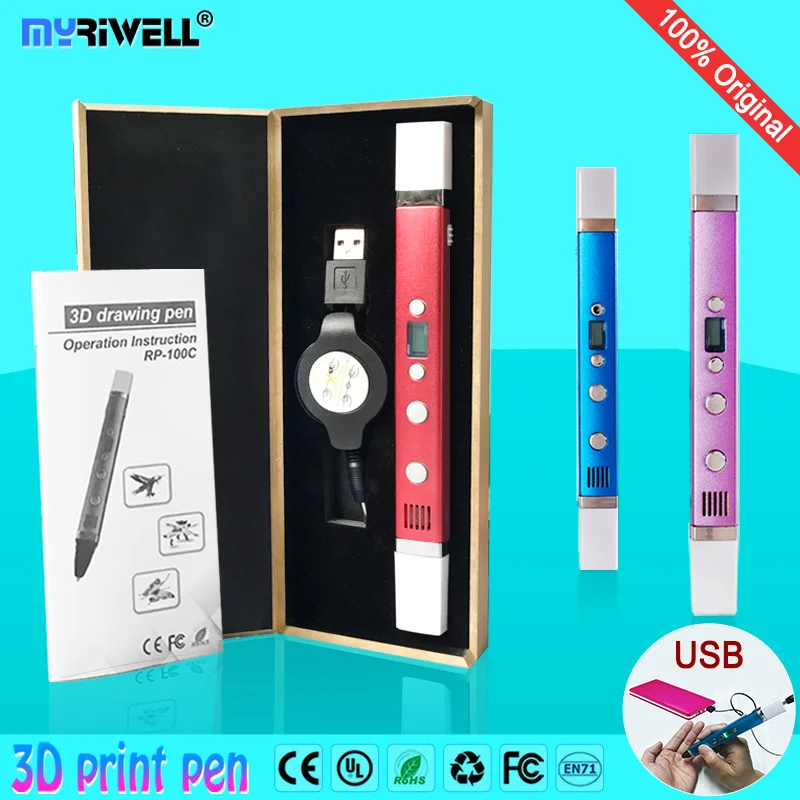 

New Creative 3D Printing Pens Intelligence Drawing 3D Pen With ABS Filament 3D Best Gift for Kids Printer Pens Free Shipping