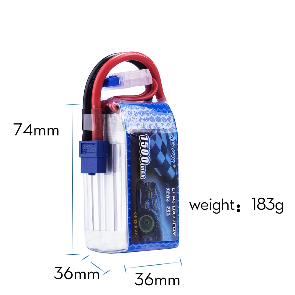 SEASKY 14.8V 1500mAh 75C Max 120C RC LiPo battery For RC Helicopter Airplane Car Boat Quadrotor 4S LiPo battery rechargeable