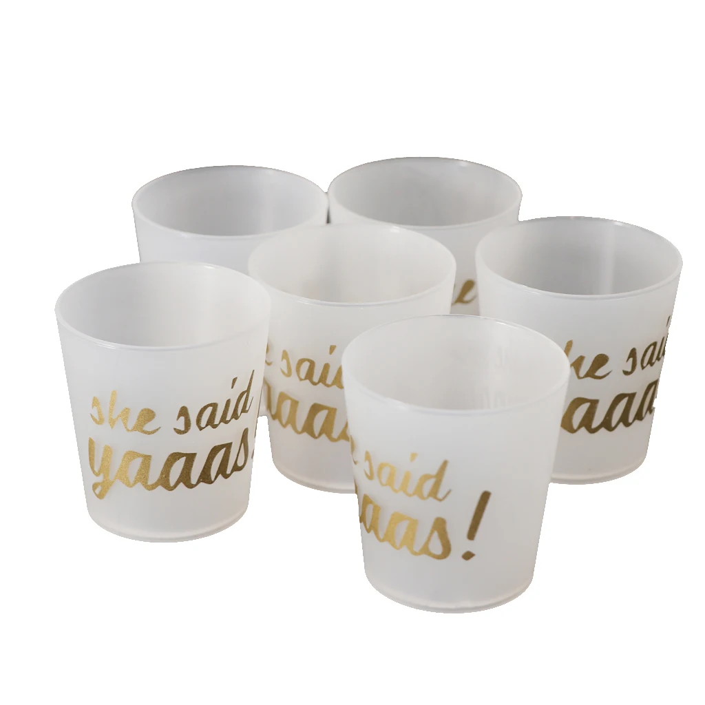 6pcs She Said Yaaas Novelty Drinking Cups Plastic Shot Glasses for Bachelorette Party Hen Party Supplies Home Travel Use