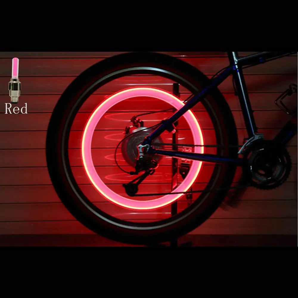 

Stainless Steel Bicycle LED Neon Tire Valve Light Mountian Bicycle Rays Lights no battery Valve Caps Bike lights Accessories