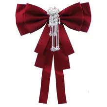 Взрослые Унисекс Свадебные Бизнес офисные воротник шеи галстук-бабочку булавка Для женщин жениха горный хрусталь галстук ленты с бантом