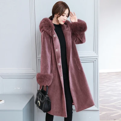 HANZANGL модное женское кашемировое меховое пальто флокированное зимнее длинное пальто куртка размера плюс женская верхняя одежда из искусственного меха 4 цвета M~ 3XL - Цвет: 1