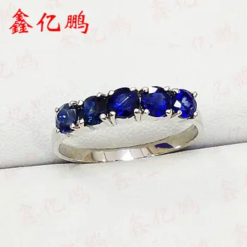 

18 k gold inlaid natural sapphire ring female ring ring 3.5 x3.5 mm