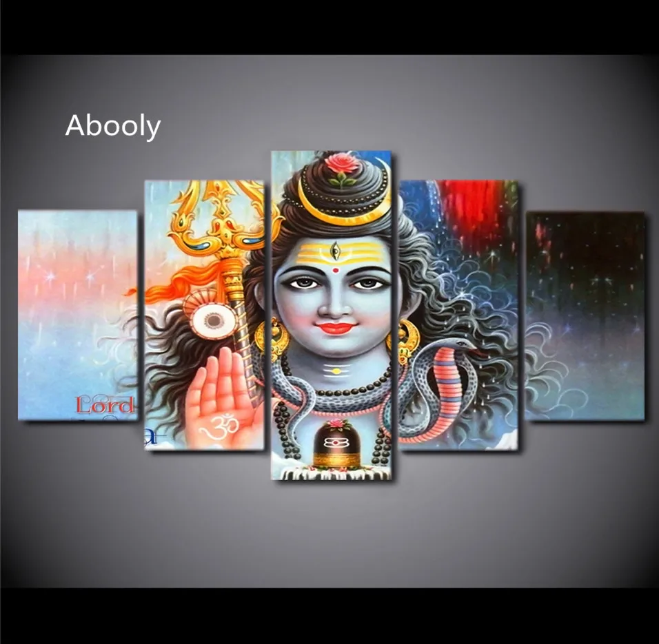 HD Printed 5 Piece Canvas Art Indian Mythology Painting Hindu God