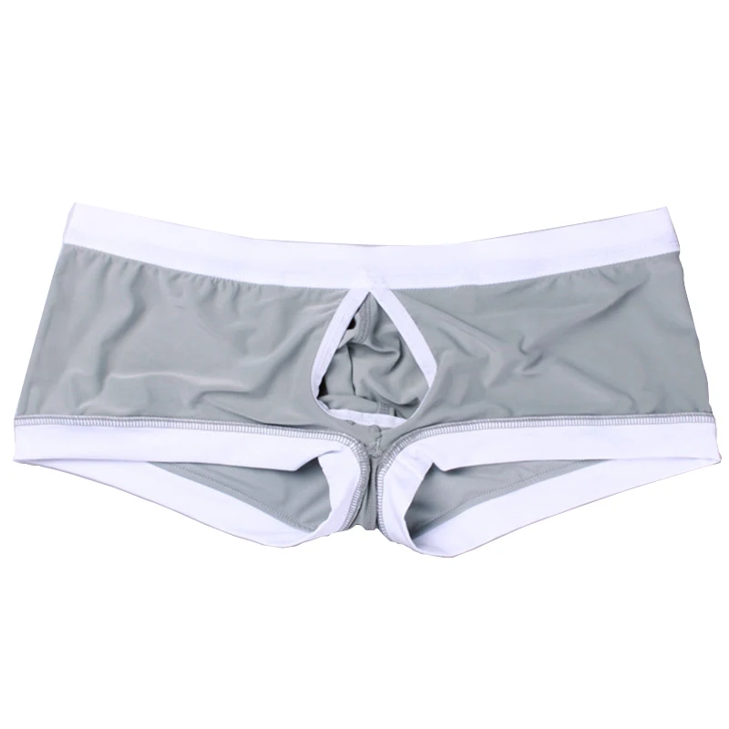 Penis Hole Boxer Shorts Men White JJ Open Front Underwear Male Sexy Supporter Pouch Underpants Bulge Panties Enhancer Aibc Brand