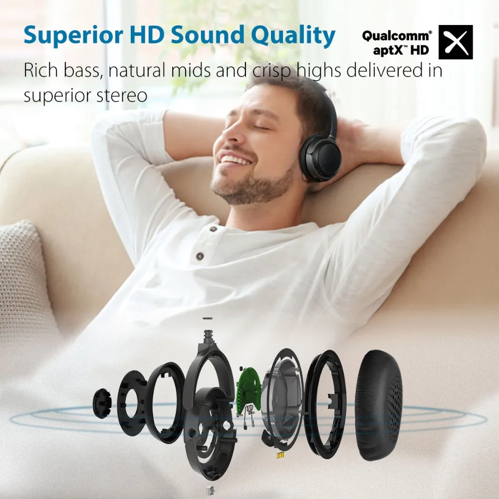 Avantree AptX HD беспроводные наушники на ухо с настольной зарядной подставкой Bluetooth 5 0
