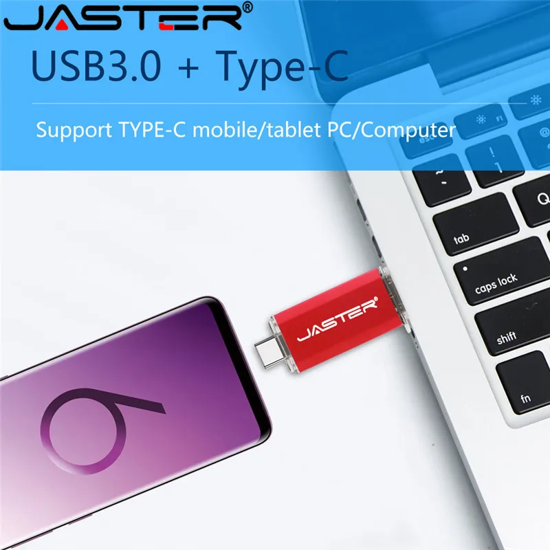 JASTER 2 in 1 USB Flash Drive USB 3 0 OTG Type C Micro USB 128GB 4