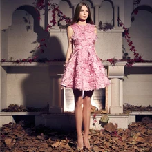 Ziemlich Kurz Rosa Feder Cocktailkleider Ärmellose knielangen Party Kleider Robe De soiree Cocktail CPCD09