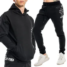 Спортивный костюм для мужчин, набор для бега, спортзала, спортивная одежда, костюмы для фитнеса, бодибилдинга, осенние мужские толстовки с капюшоном+ штаны, спортивная верхняя одежда