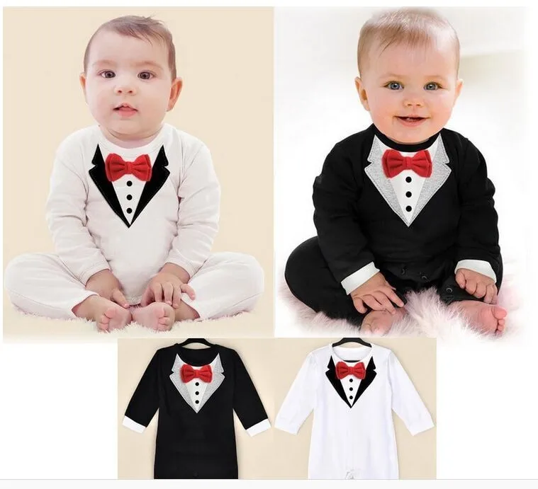 Цельнокроеный костюм для маленьких мальчиков; джентльменский комбинезон; сезон весна-осень; модельная одежда для малышей; цвет черный, белый; одежда для маленьких мальчиков