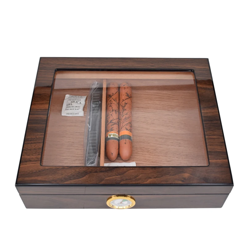 New 1225 Cigar Box Cigar Case Desktop Humidor Humidifier Glasstop
