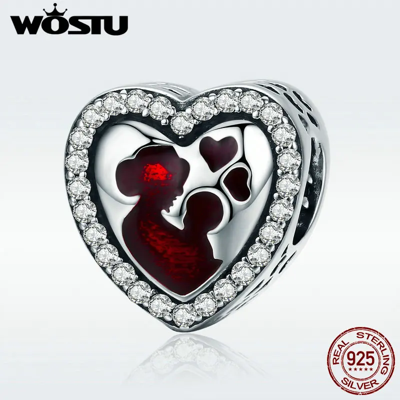 WOSTU Hot Sale 100% 925 Sterling Silver Best Love For MOM Charm fit Bead Bracelet DIY Jewelry Birthday Gift For Mother DXC634