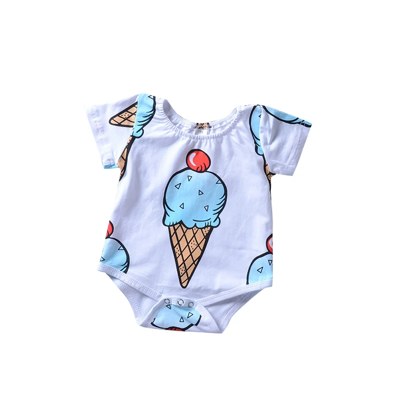 Newborn Baby Clothes Ice Cream Printed Bodysuit For Infant Girls Boy