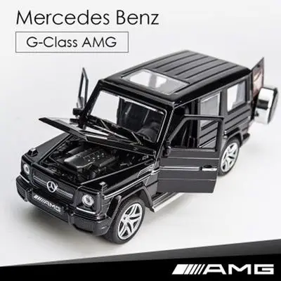 Benz G65 SUV Jeep AMG игрушечный автомобиль из сплава Модель автомобиля открывающийся звуковой светильник оттягивающийся 1:32 модель автомобиля подарок для мальчика игрушки для детей g53 g500 - Цвет: Черный