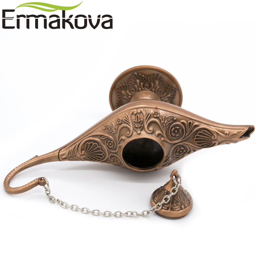 ERMAKOVA 12 см мини металлическая красная бронзовая волшебная лампа Genie в стиле ретро