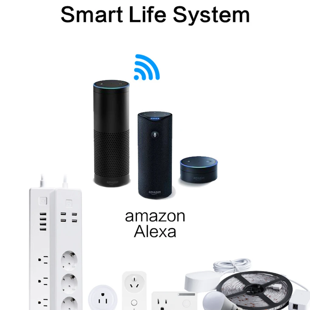 

Wifi Wireless Remote Control Power Socket Smart Home Strip Plug EU 3 AC Socket 4 USB Charging Ports Working For Alexa