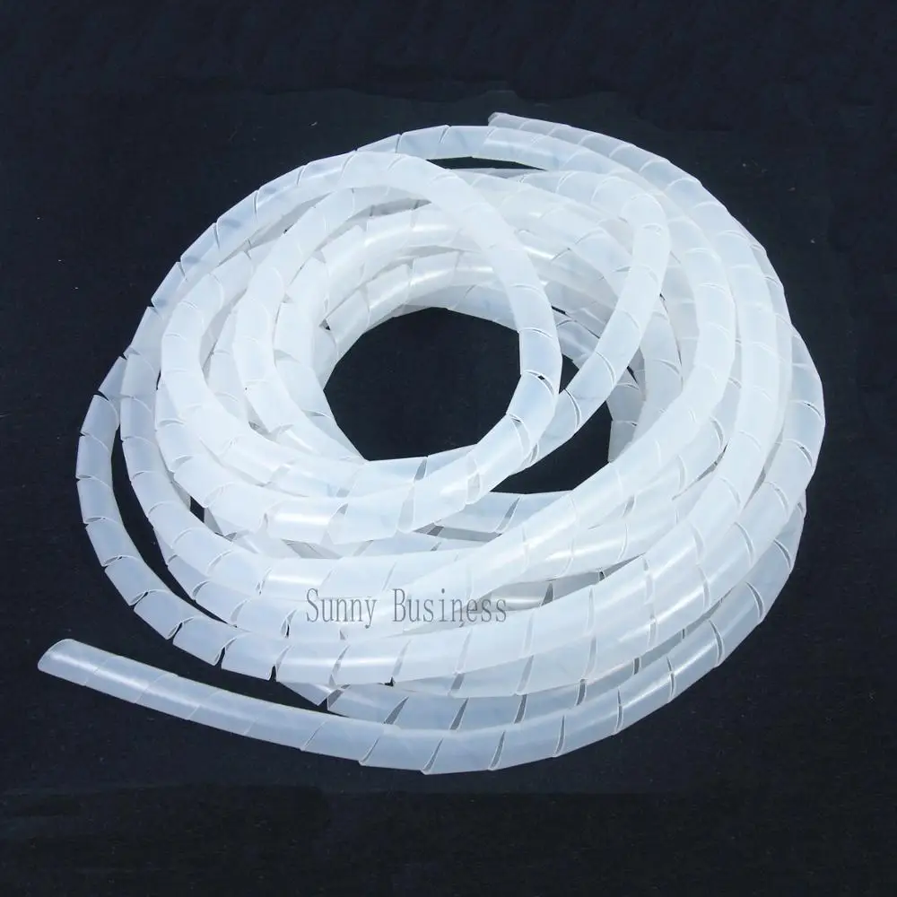 12mm Dia 6.4 Meter Polyethylene Spiral Cable Wire Wrap Tube White
