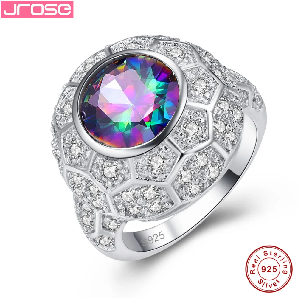 

Jrose Wholesale 925 Sterling Silver Women Wedding Rainbow & Purple & White Cubic Zircon Jewelry Size 6 7 8 9 Elegant Gifts