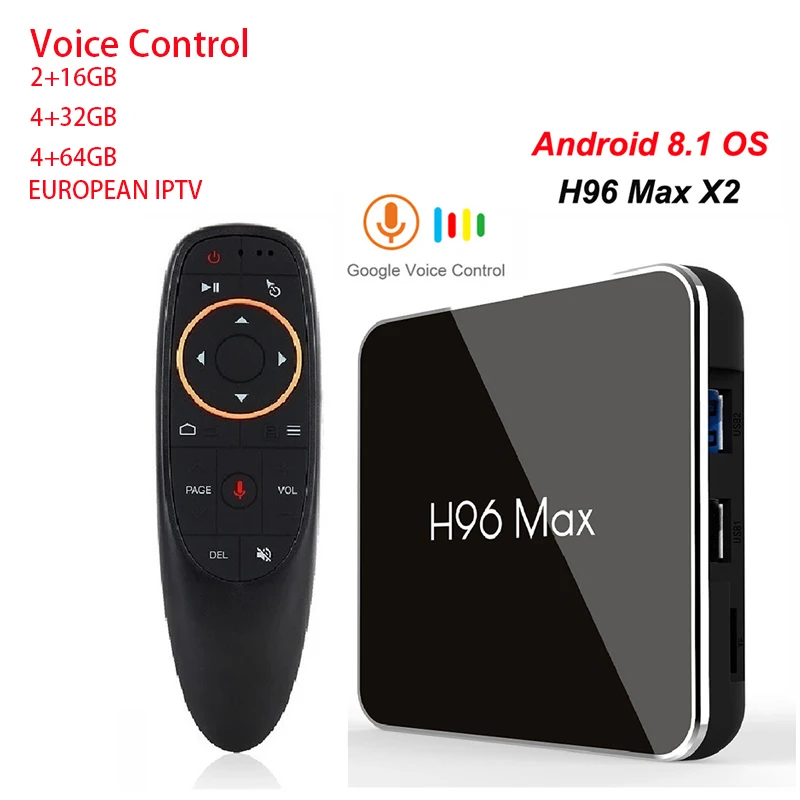

H96 MAX X2 Amlogic S905X2 Voice Control Android 8.1 Quad Core 4GB 32GB/64GB Dual 5G/2.4G Wifi Smart 4K IPTV Media Android TV BOX