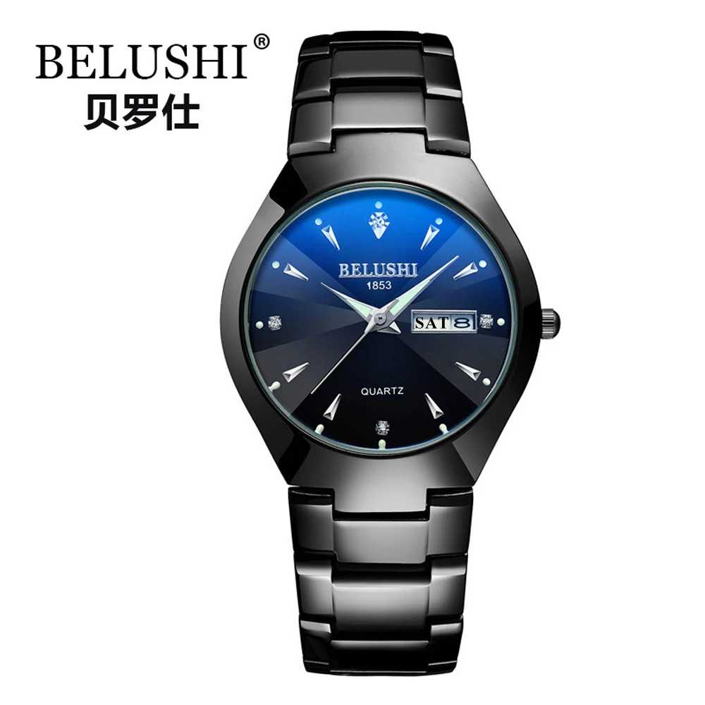 Goede Paar Horloges 2019 Top Kwaliteit Wolfraam Stalen Zwarte Polshorloge Voor Mannen En Vrouwen Armband Vrouwelijke Horloge Reloj Hombre Lover saat