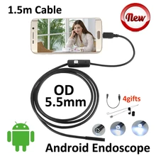 mini USB Android Endoscope 1.5M 5.5mm Snake Tube IP67 Waterproof Inspection Pipe Borescope Android OTG USB Camera Side Mirror