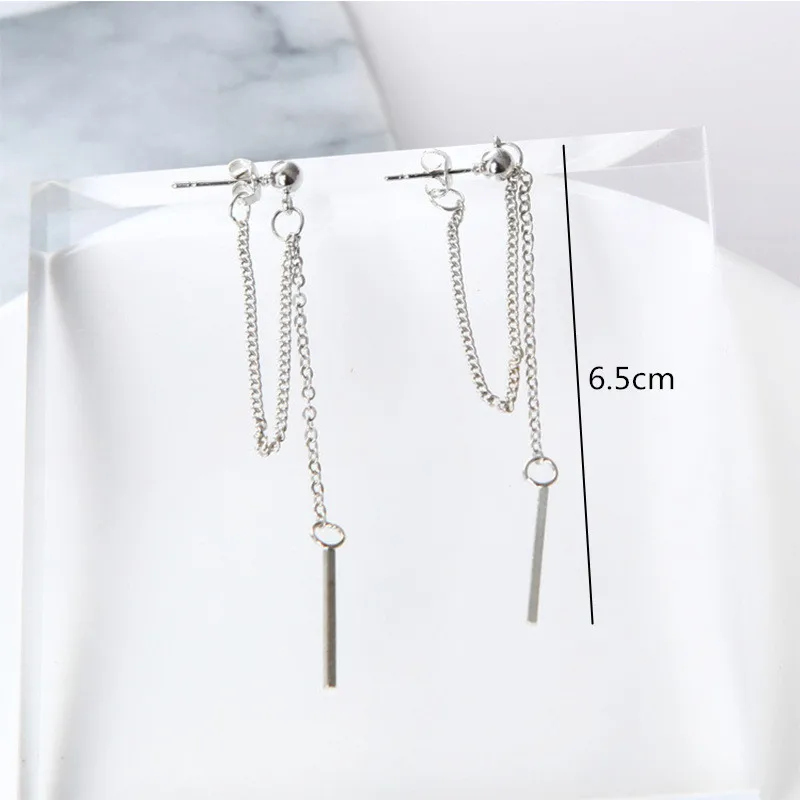 Dangle Earrings Korean Jewelry Women Long Tassel Drop Chain Metal Texture Brincos Statement Bijoux Gift EB126