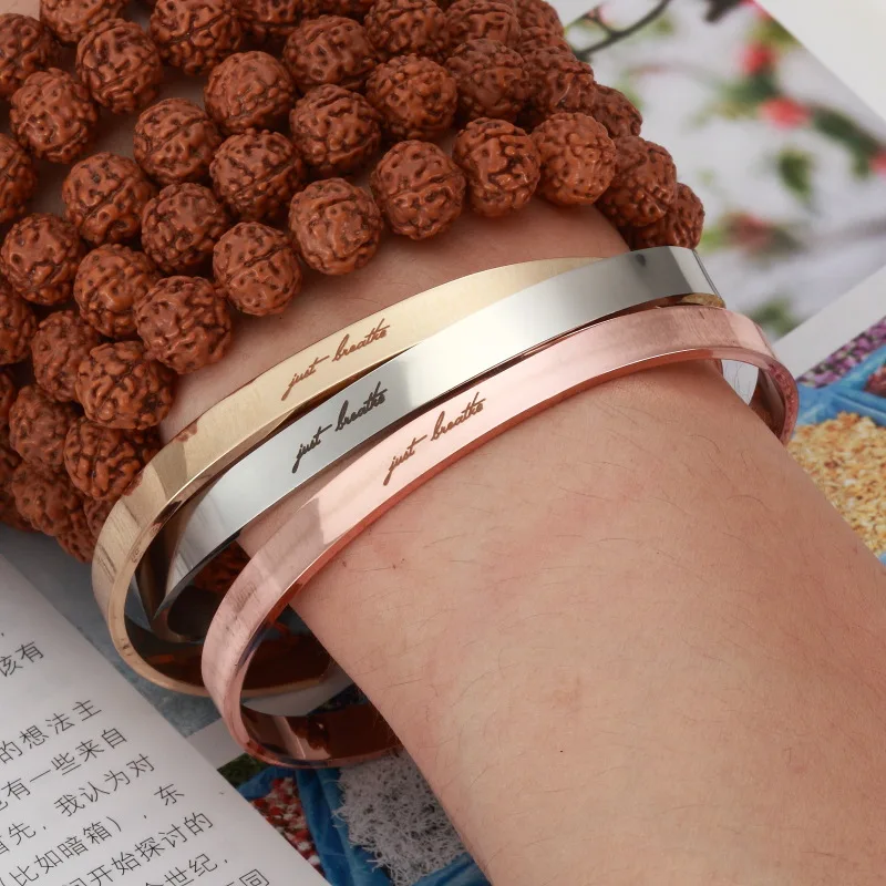 Mylongingcharm 1 шт. специализируются манжеты браслеты полированная Нержавеющая сталь браслеты настроить Для женщин Браслеты Ширина 6 мм G2523