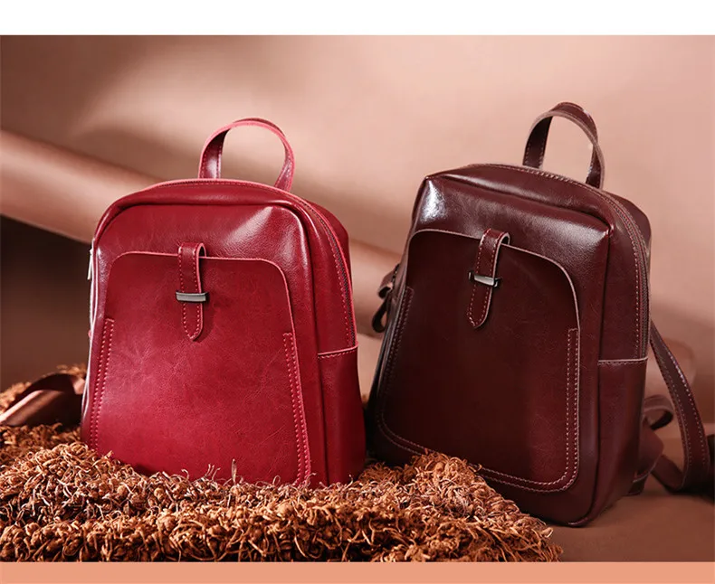 Oil wax leather women backpack (2)