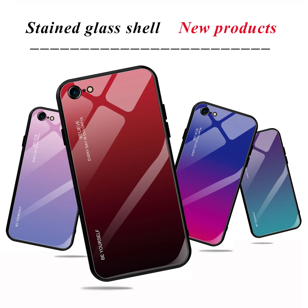 Градиентный чехол из закаленного стекла для iphone 11 por Max 6 6S 7 8 Plus для iphone X XR XS Max чехол для телефона s защитный чехол