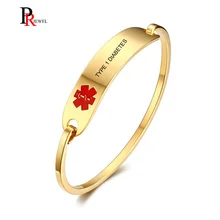 Гравировка Тип 1 диабет нержавеющая сталь медицинский оповещение ID браслеты идентификация логотип бирка Аварийный Браслет манжета браслет